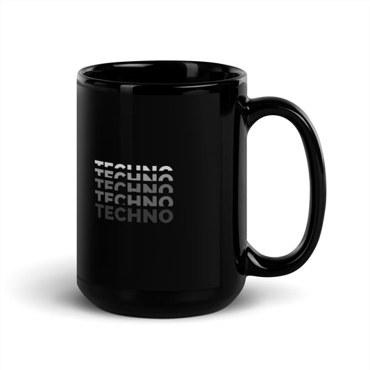 Techno Layers Black Glossy Mug