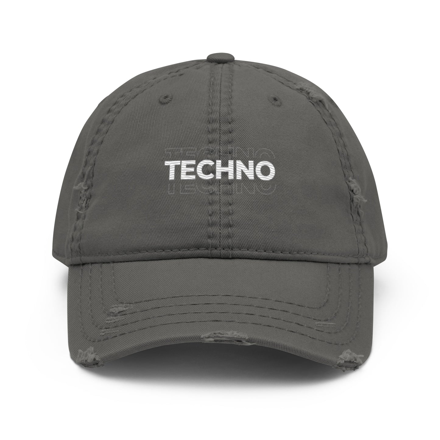 Grey Techno Distressed Dad Hat