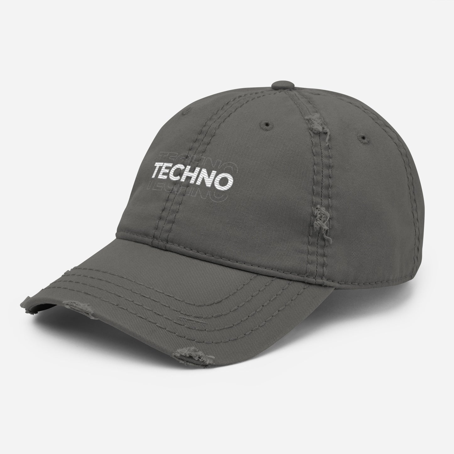 Grey Techno Distressed Dad Hat