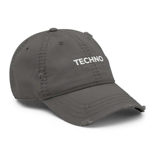 Grey Techno Distressed Dad Hat